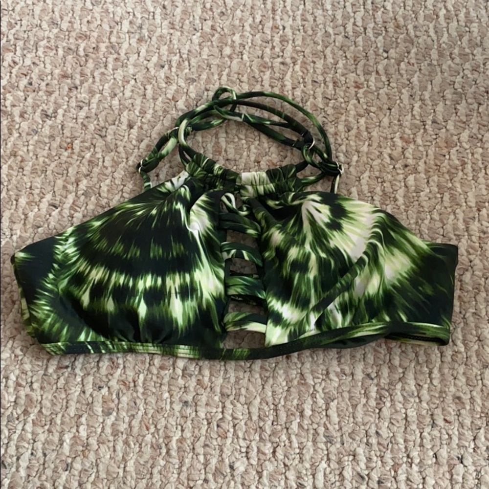 Green Tie Dye High Neck Bikini Top